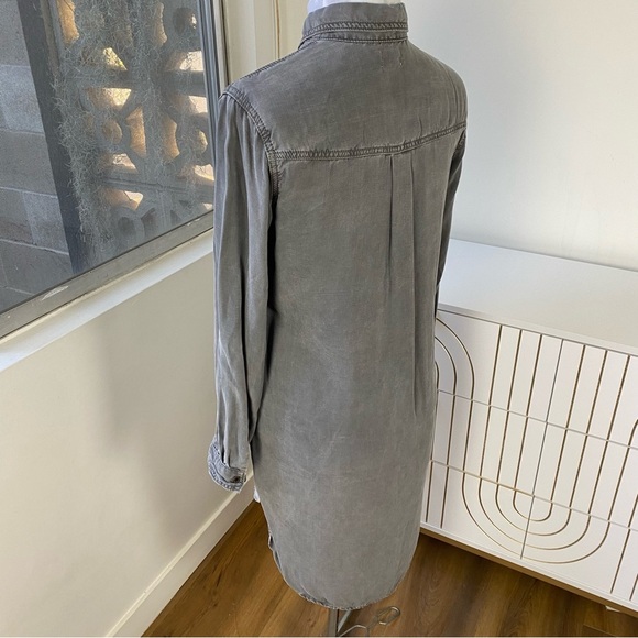 Sneak Peek Utility Split Hem Long Sleeve Shirt Dress, Slate Grey, Size S - Picture 7 of 8